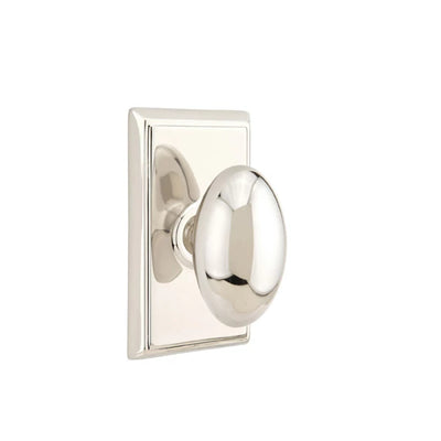 Emtek Egg Knob with Rectangular Rosette in Polished Nickel