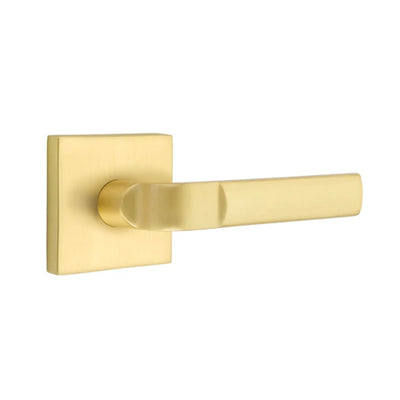 Emtek Aston Lever with Square Rosette in Satin Brass