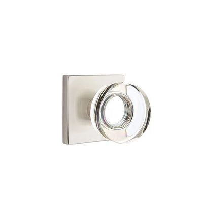 Emtek Modern Disc Glass Knob with Square Rosette in Satin Nickel