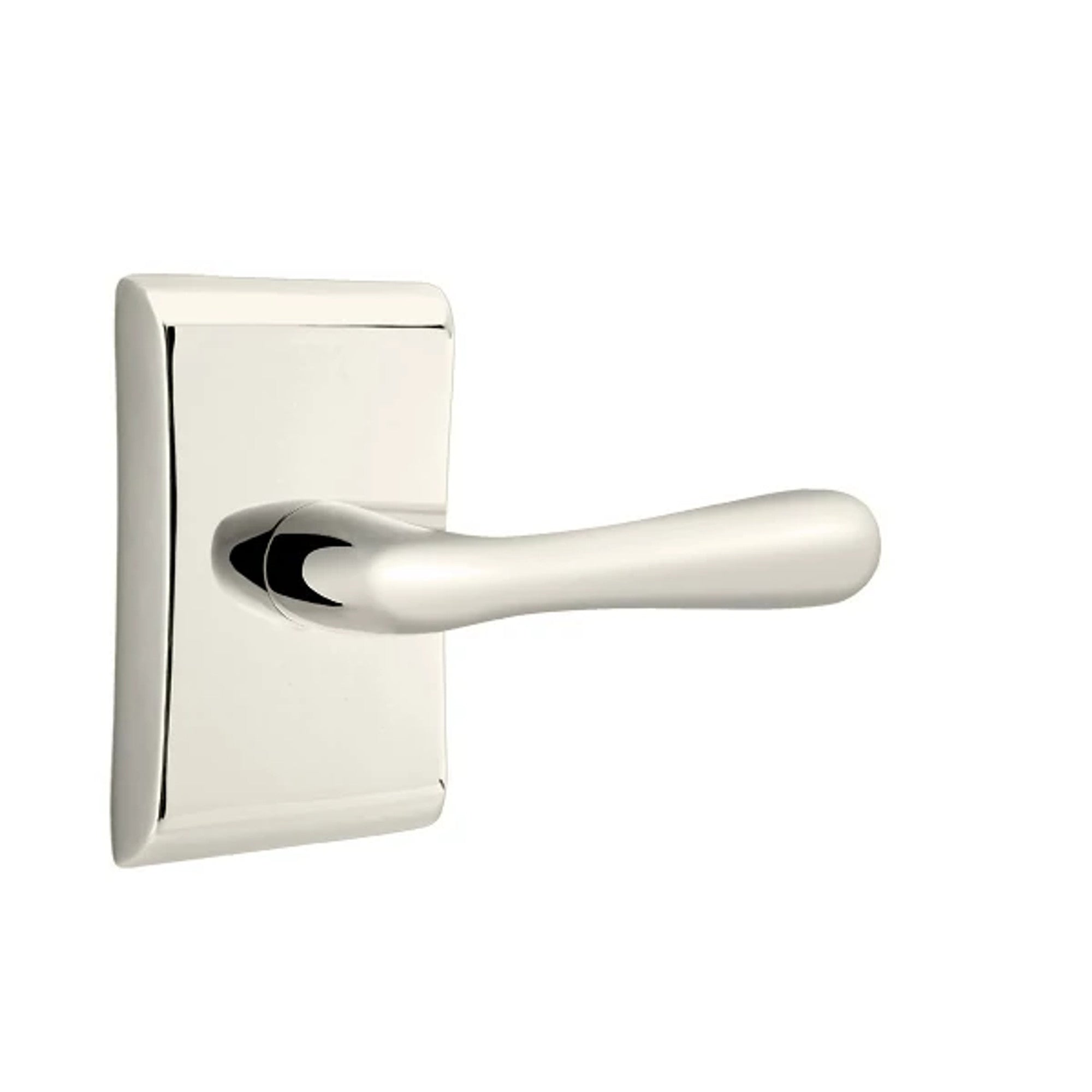 Emtek Basel Lever with Neos Rosette in Polished Nickel