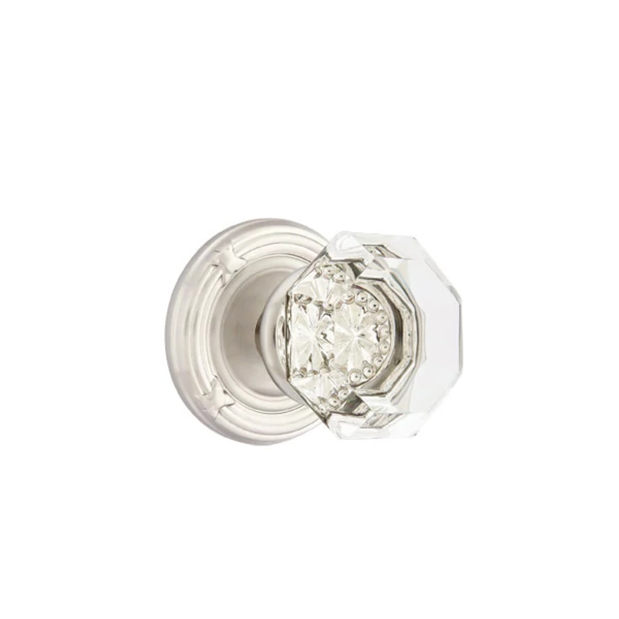 Emtek Old Town Knob with Ribbon & Reed Rosette in Satin Nickel