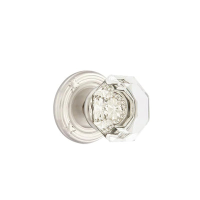 Emtek Old Town Knob with Ribbon & Reed Rosette in Satin Nickel