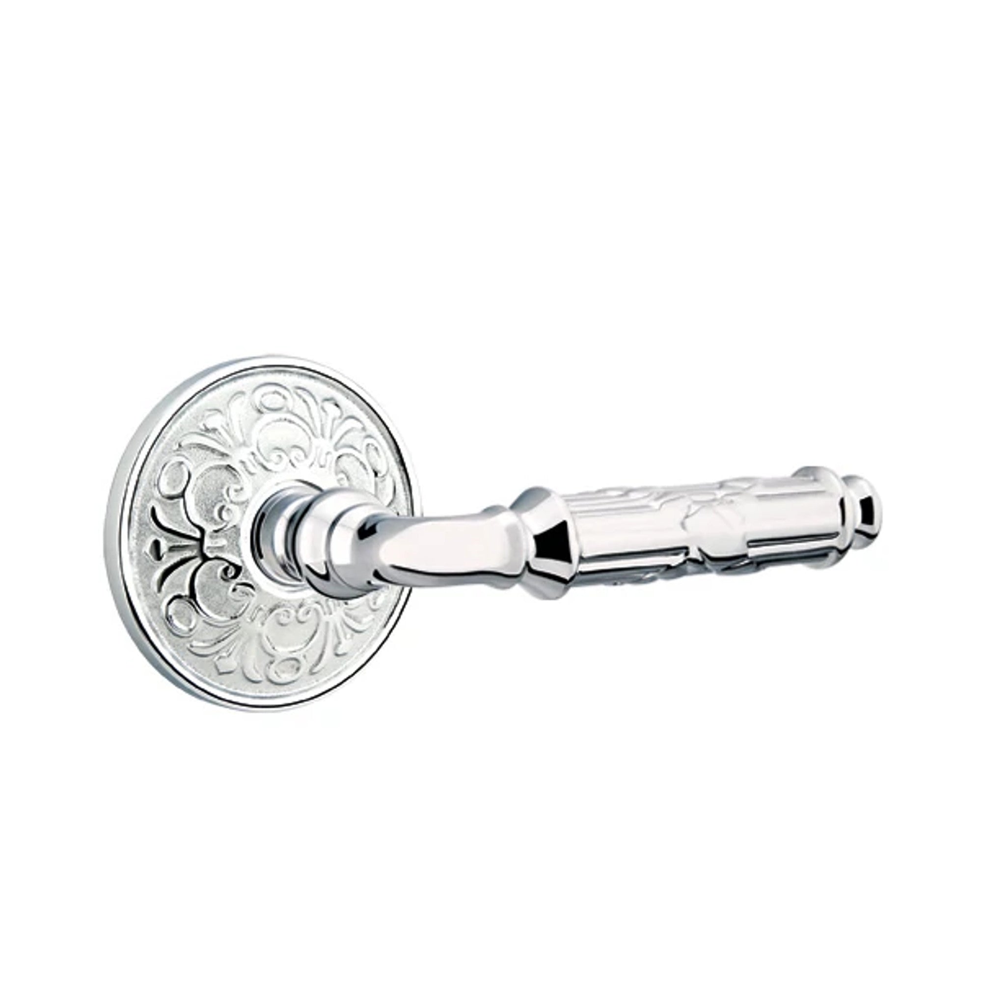 Emtek Ribbon & Reed Lever with Lancaster Rosette in Polished Chrome