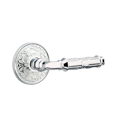 Emtek Ribbon & Reed Lever with Lancaster Rosette in Polished Chrome