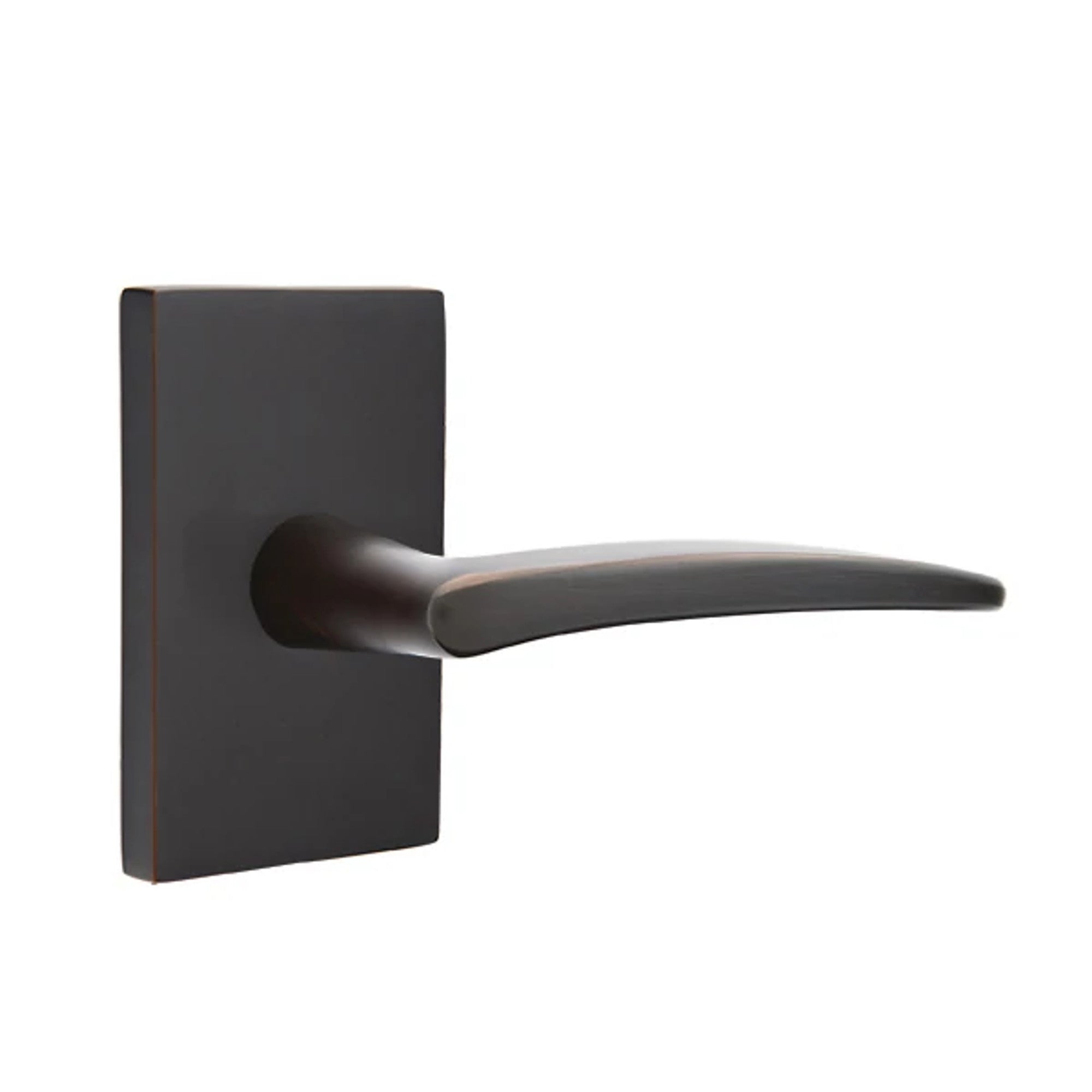 Emtek Poseidon Lever with Modern Rectangular Rosette in Oil Rubbed Bronze