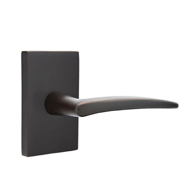 Emtek Poseidon Lever with Modern Rectangular Rosette in Oil Rubbed Bronze
