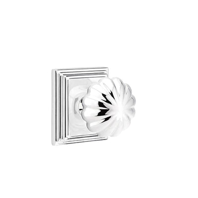 Emtek Melon Knob with Wilshire Rosette in Polished Chrome