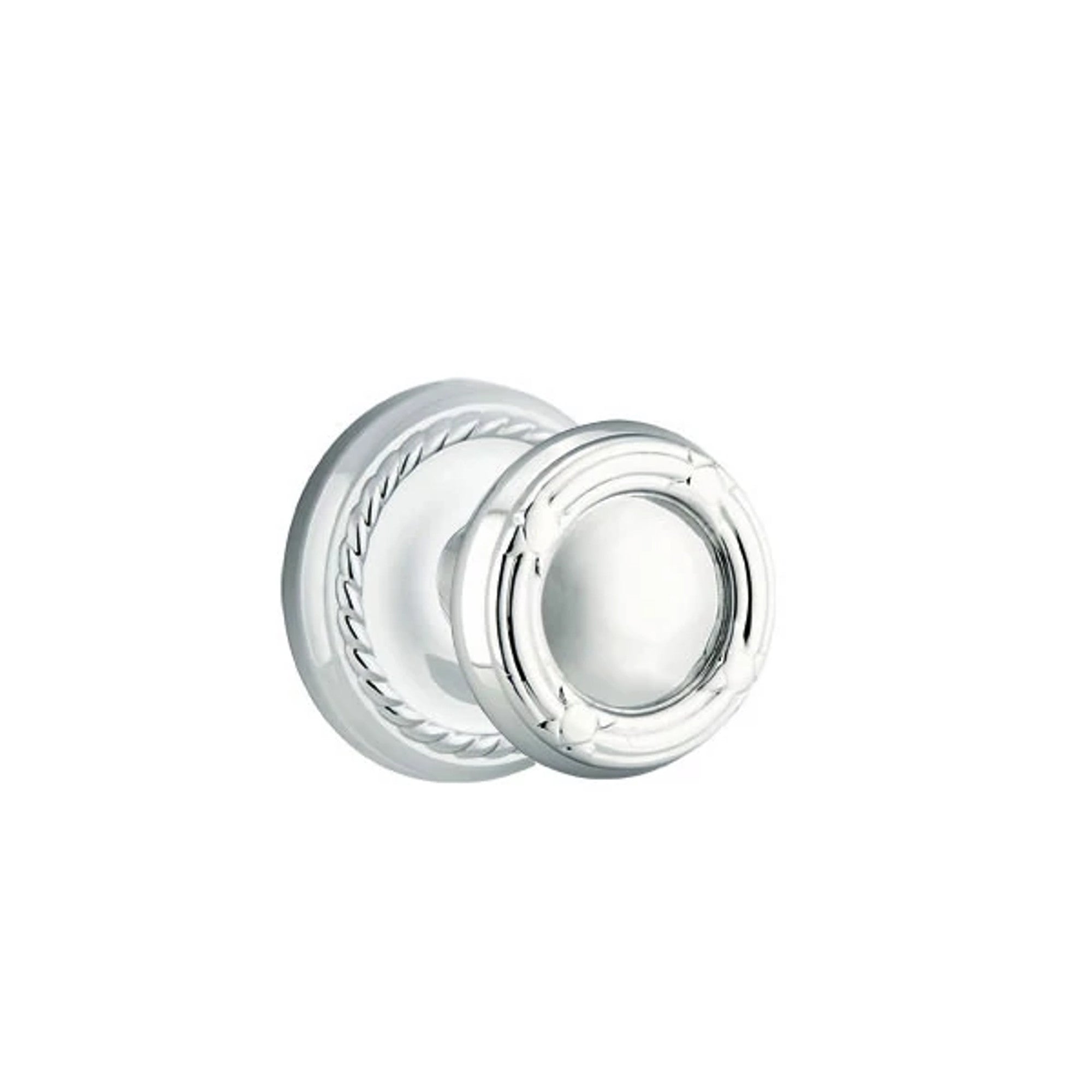 Emtek Ribbon & Reed Knob with Rope Rosette in Polished Chrome