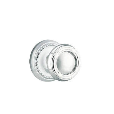 Emtek Ribbon & Reed Knob with Rope Rosette in Polished Chrome
