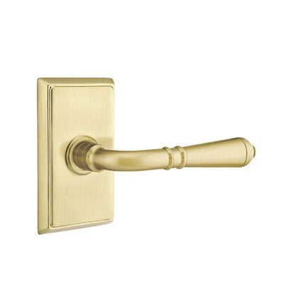 Emtek Turino Lever with Rectangular Rosette in Satin Brass