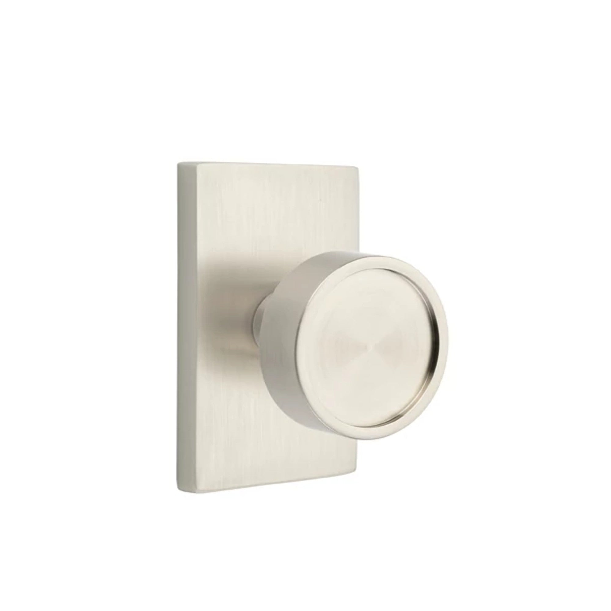 Emtek Verve Knob with Modern Rectangular Rosette in Satin Nickel