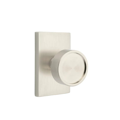 Emtek Verve Knob with Modern Rectangular Rosette in Satin Nickel