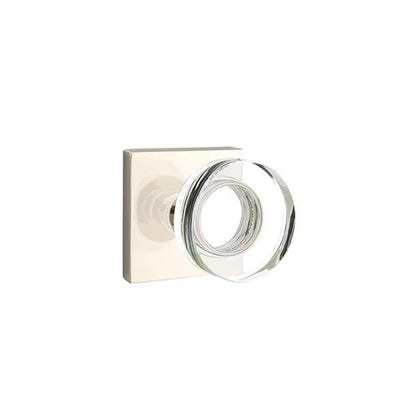 Emtek Modern Disc Glass Knob with Square Rosette in Polished Nickel