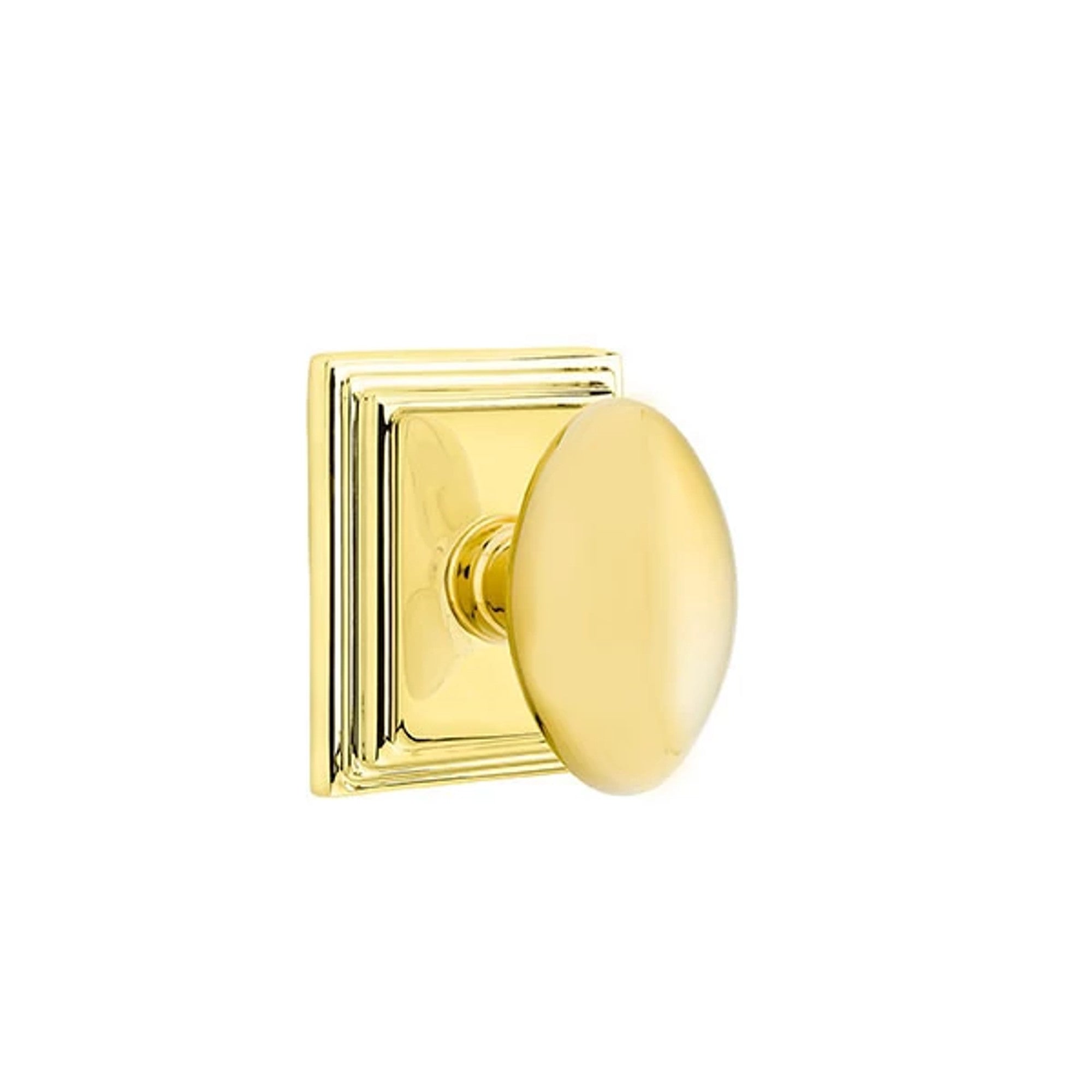 Emtek Egg Knob with Wilshire Rosette in Unlacquered Brass