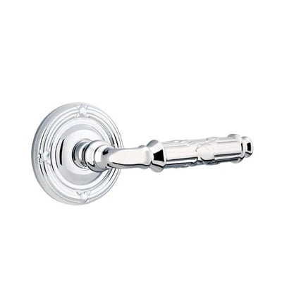 Emtek Ribbon & Reed Lever with Ribbon & Reed Rosette in Polished Chrome