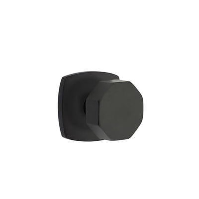 Emtek Octagon Knob with Urban Modern Rosette in Flat Black