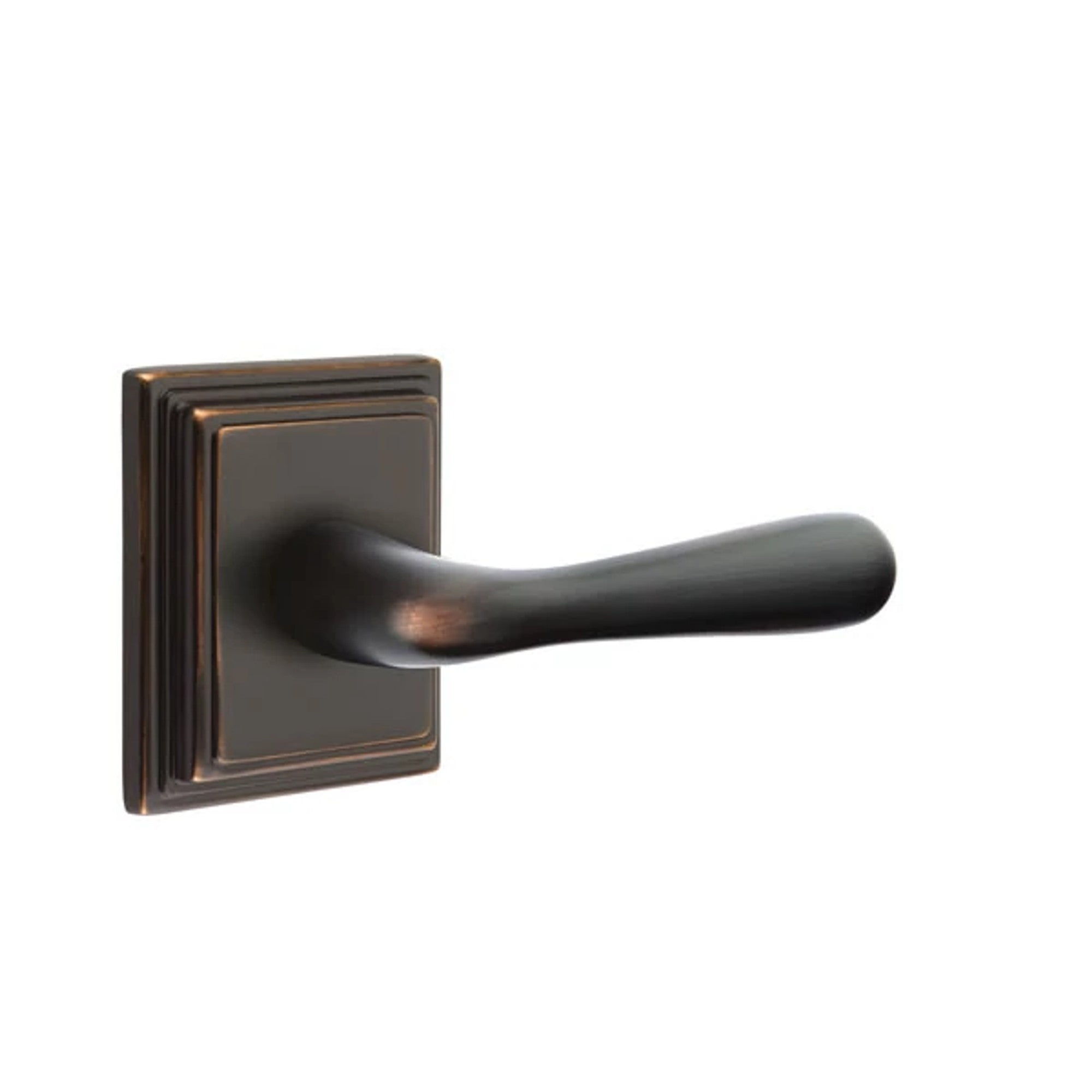 Emtek Basel Lever with Wilshire Rosette in Unlacquered Brass