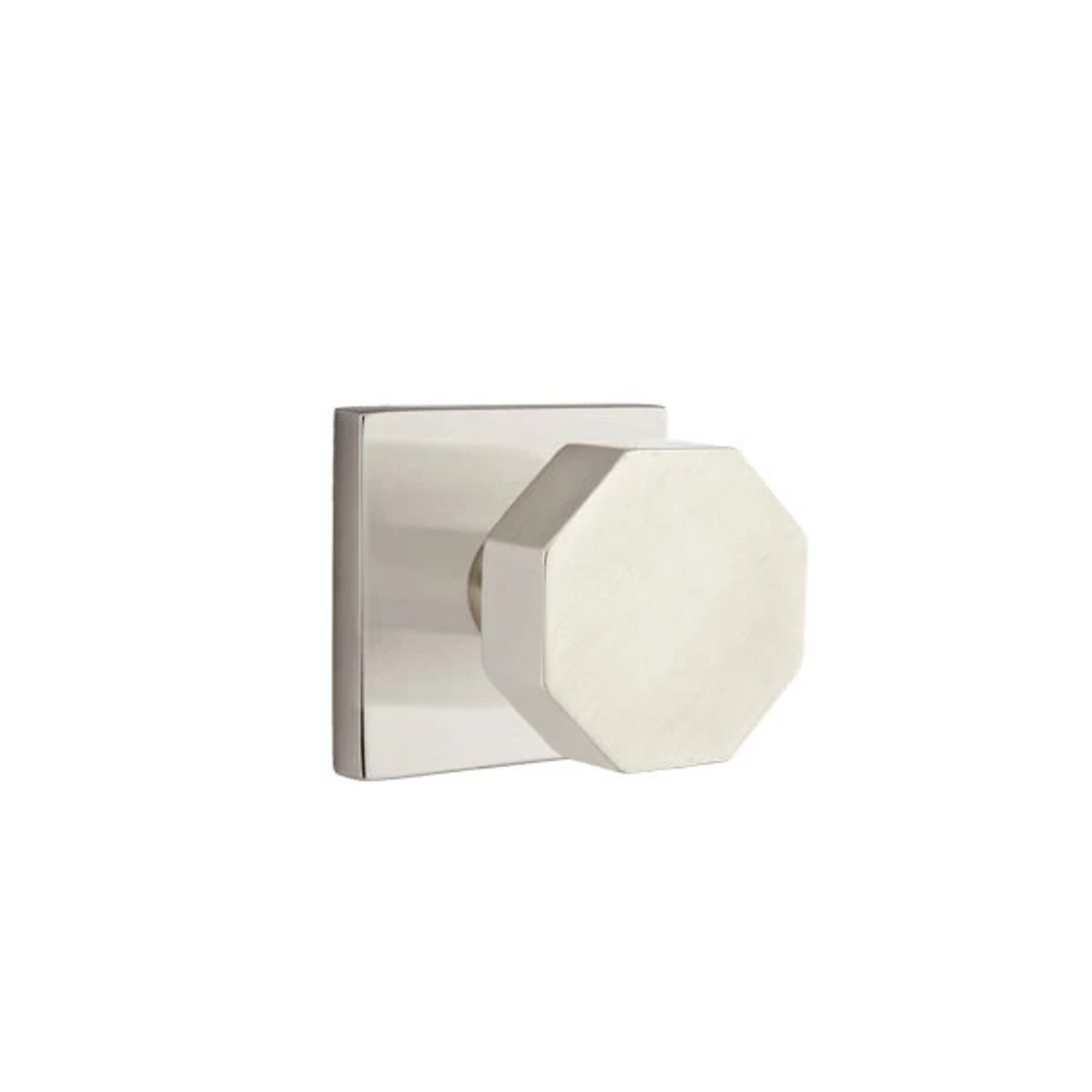 Emtek Octagon Knob with Square Rosette in Satin Nickel