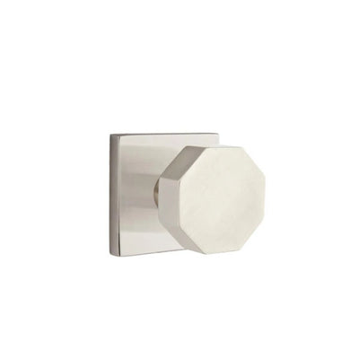 Emtek Octagon Knob with Square Rosette in Satin Nickel