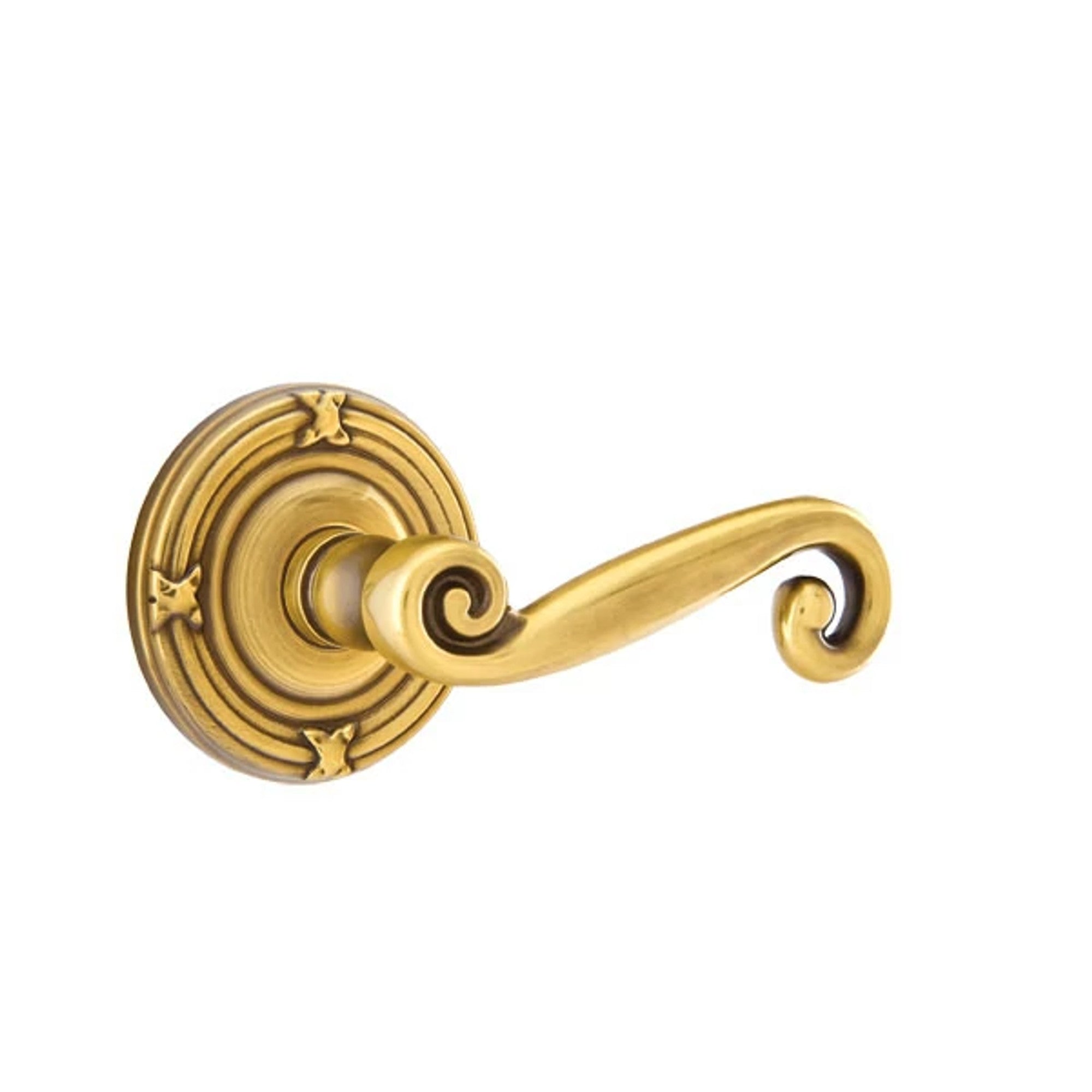 Emtek Rustic Lever with Ribbon & Reed Rosette in French Antique