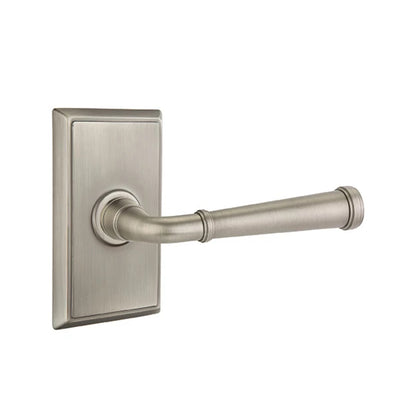 Emtek Merrimack Lever with Rectangular Rosette in Pewter