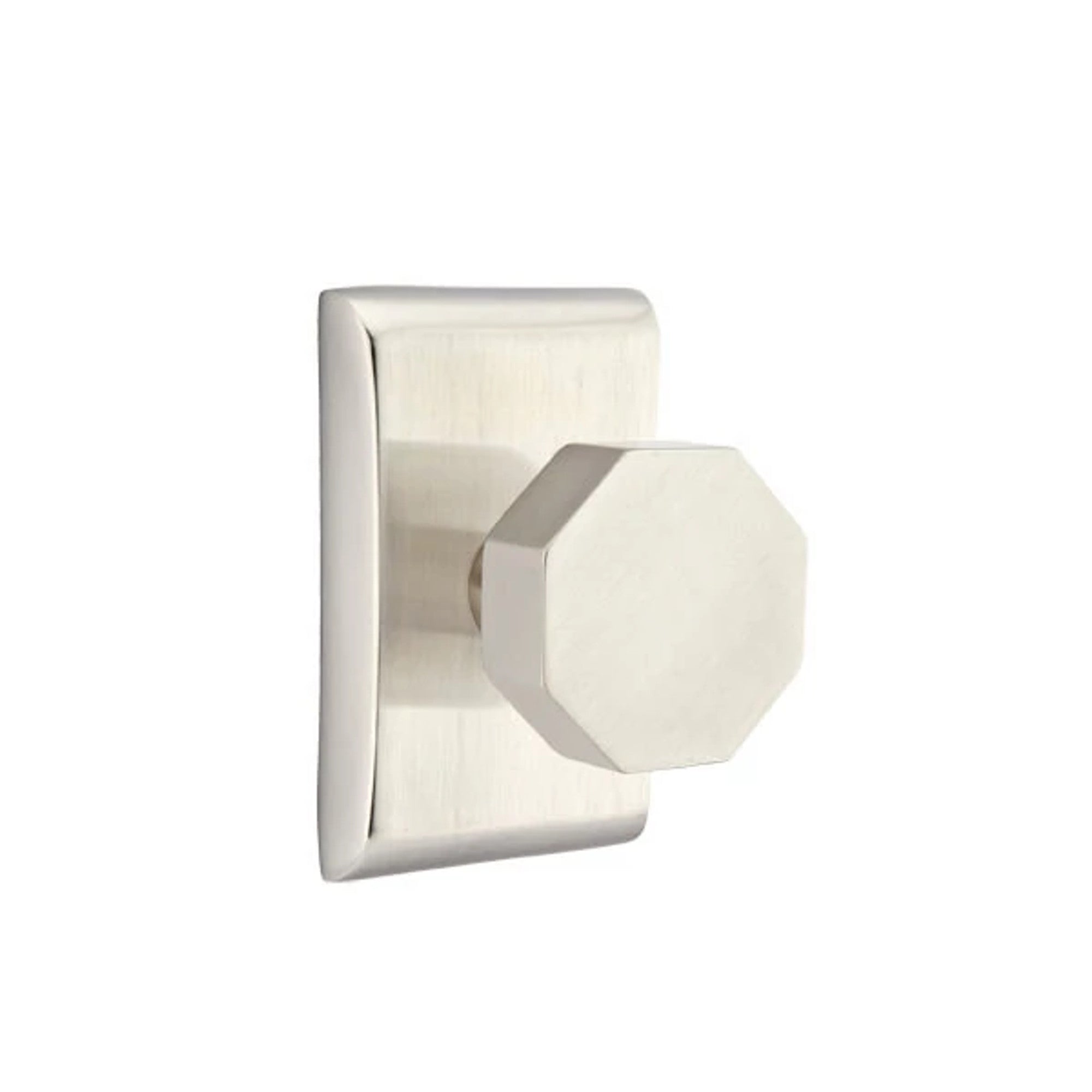 Emtek Octagon Knob with Neos Rosette in Satin Nickel