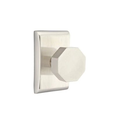 Emtek Octagon Knob with Neos Rosette in Satin Nickel