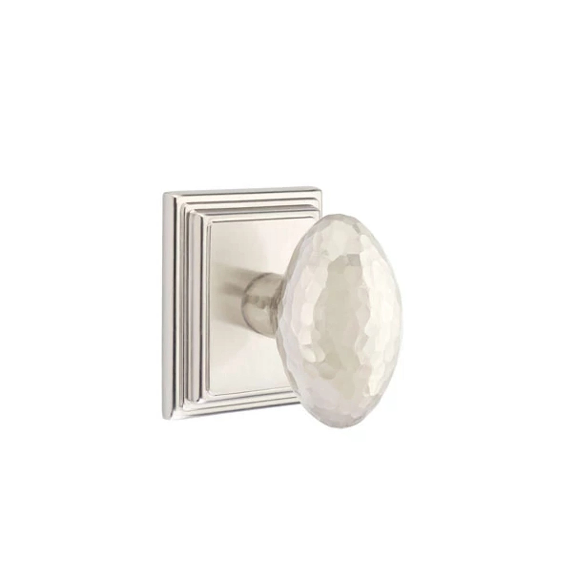 Emtek Hammered Egg Knob with Wilshire Rosette in Satin Nickel