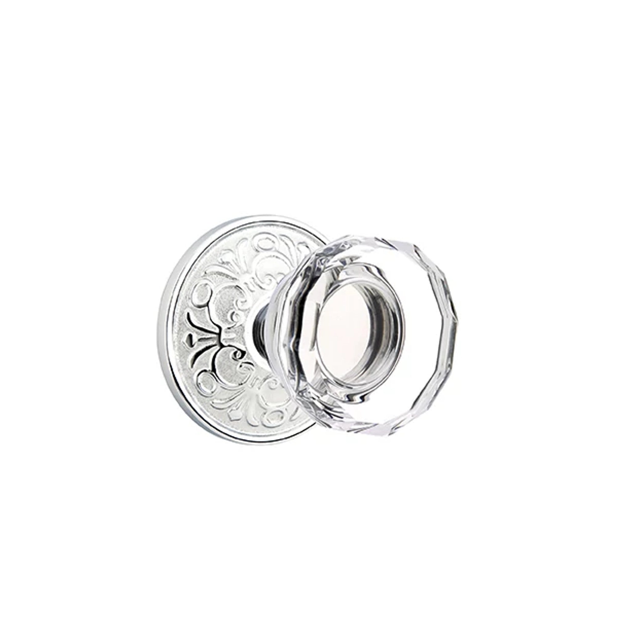 Emtek Lowell Knob with Lancaster Rosette in Polished Chrome