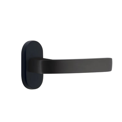 Emtek Breslin Lever with Oval Stretto 1-1/2" x 3" in Flat Black