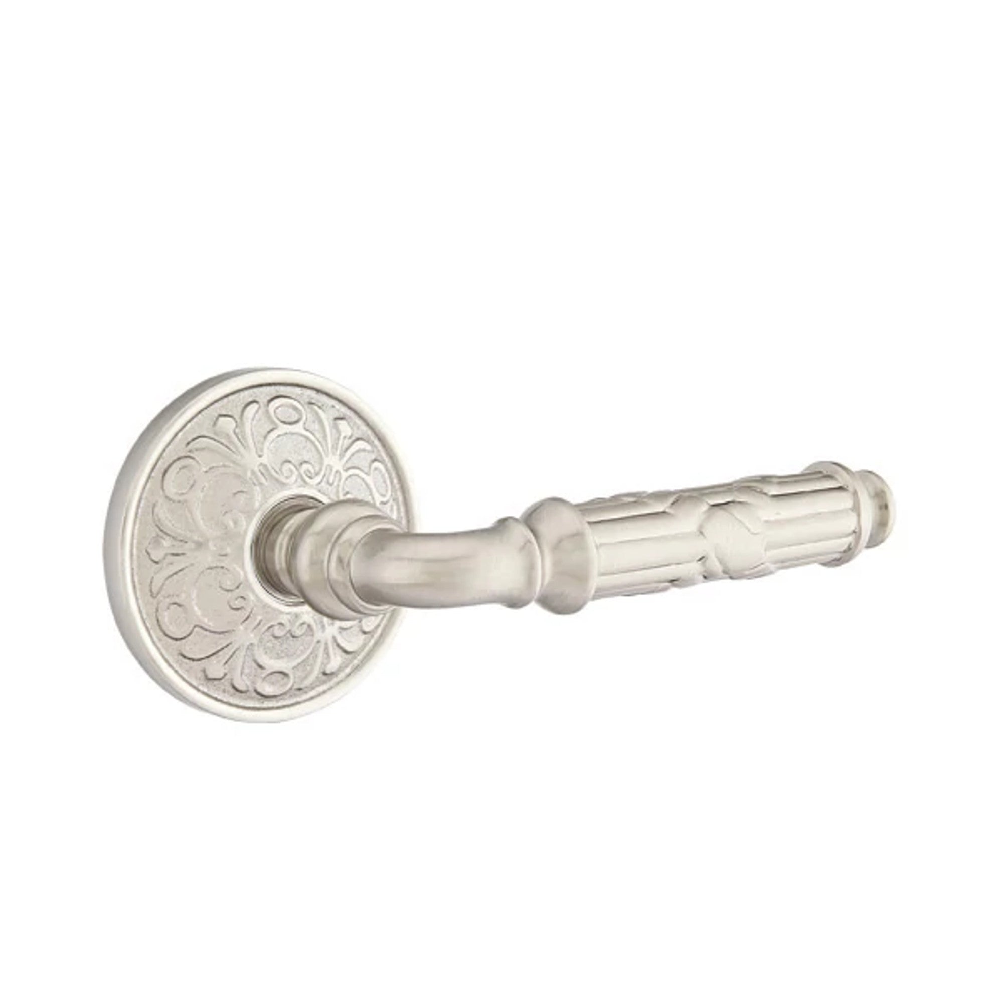 Emtek Ribbon & Reed Lever with Lancaster Rosette in Satin Nickel