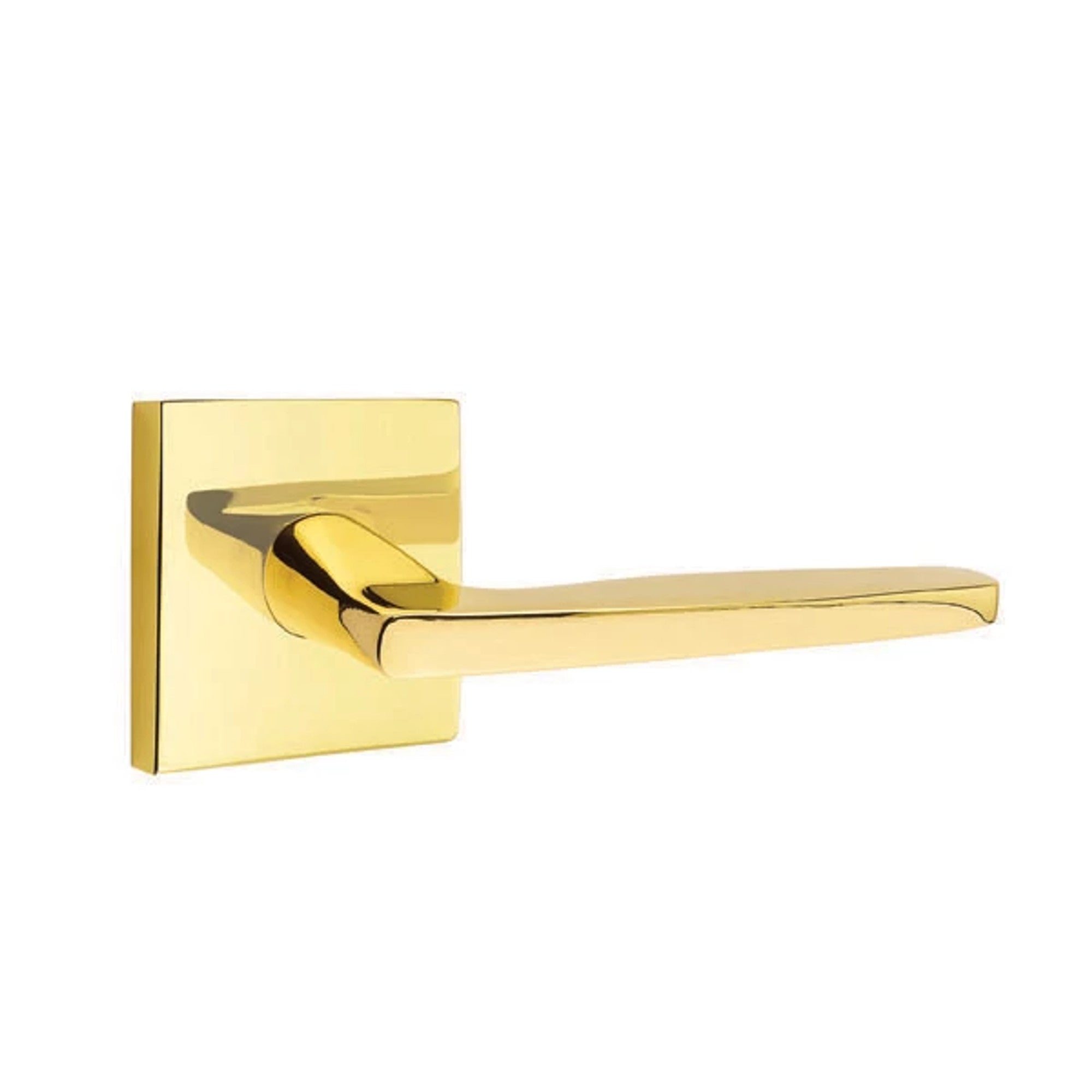 Emtek Hermes Lever with Square Rosette in Unlacquered Brass