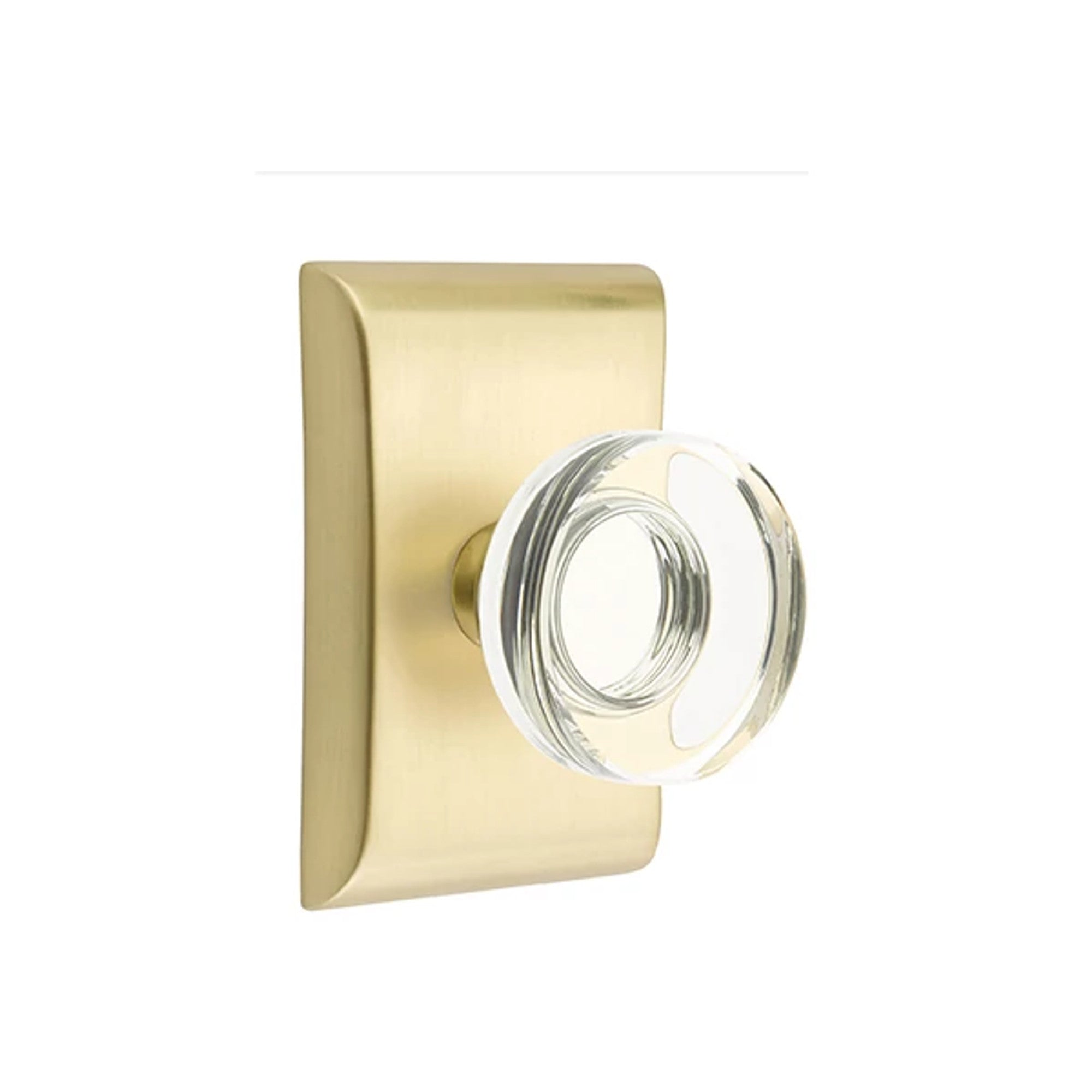 Emtek Modern Disc Glass Knob with Neos Rosette in Satin Brass