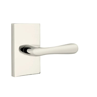 Emtek Basel Lever with Modern Rectangular Rosette in Polished Nickel