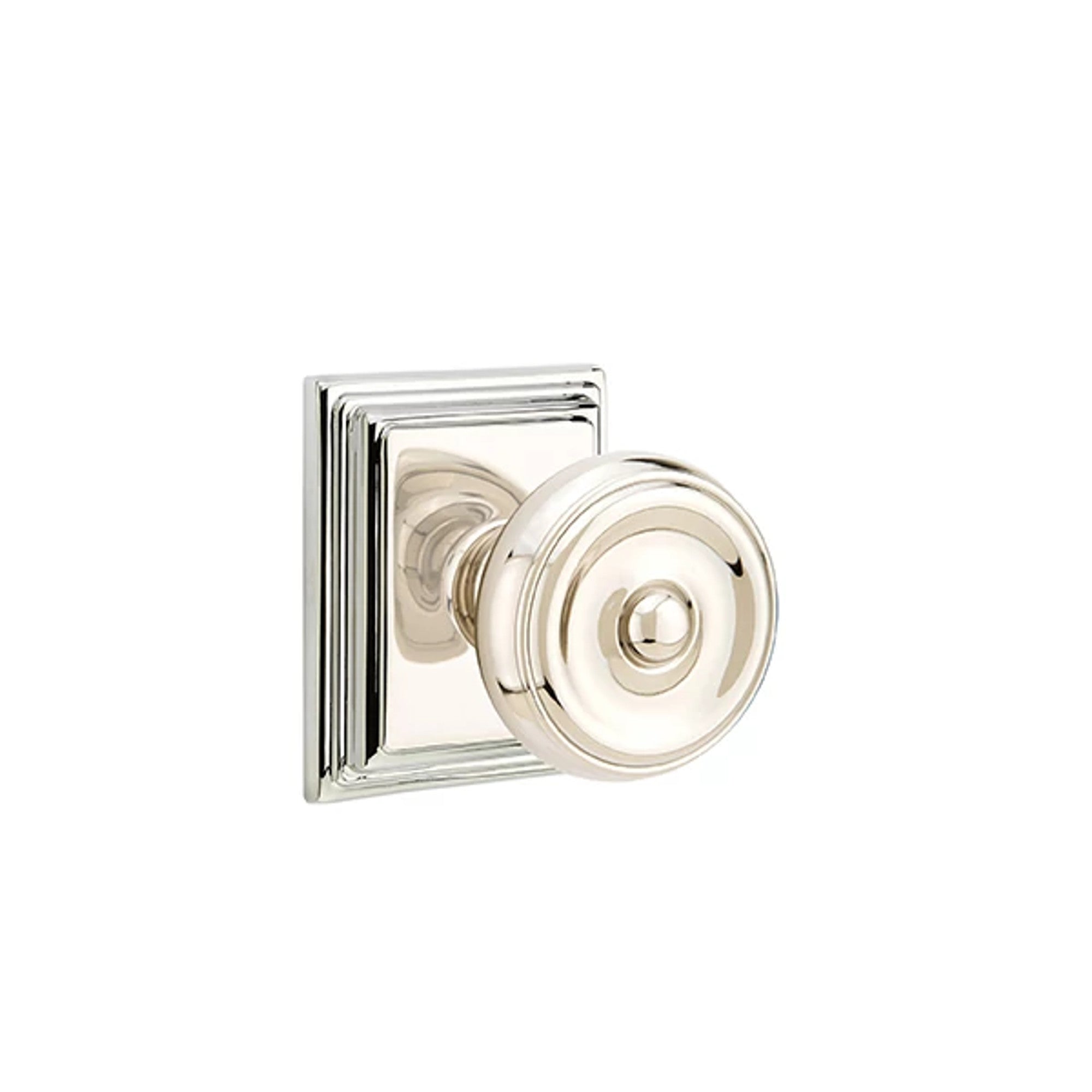 Emtek Waverly Knob with Wilshire Rosette in Polished Nickel