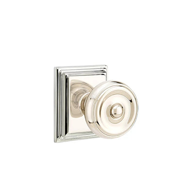 Emtek Waverly Knob with Wilshire Rosette in Polished Nickel