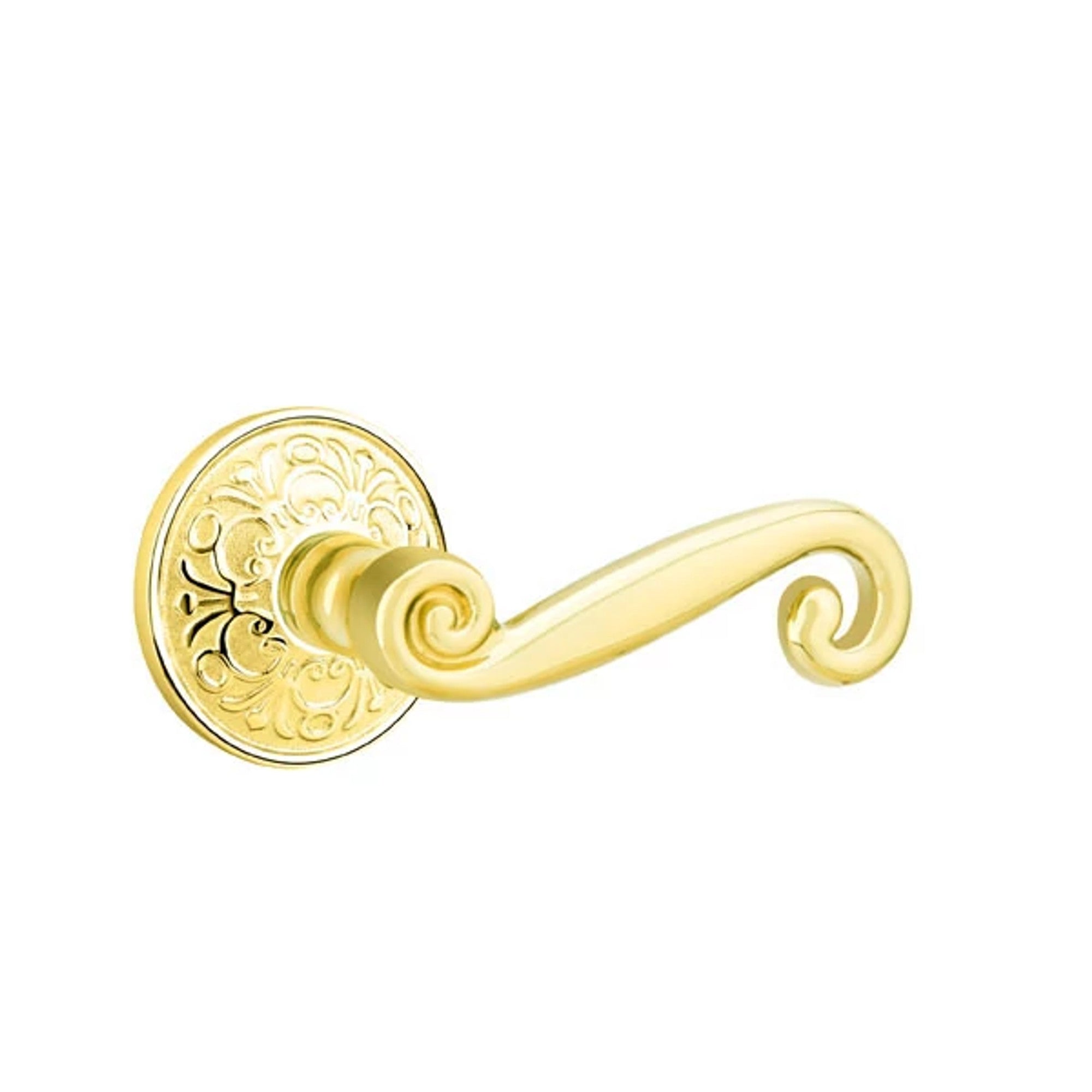 Emtek Rustic Lever with Lancaster Rosette in Polished Brass