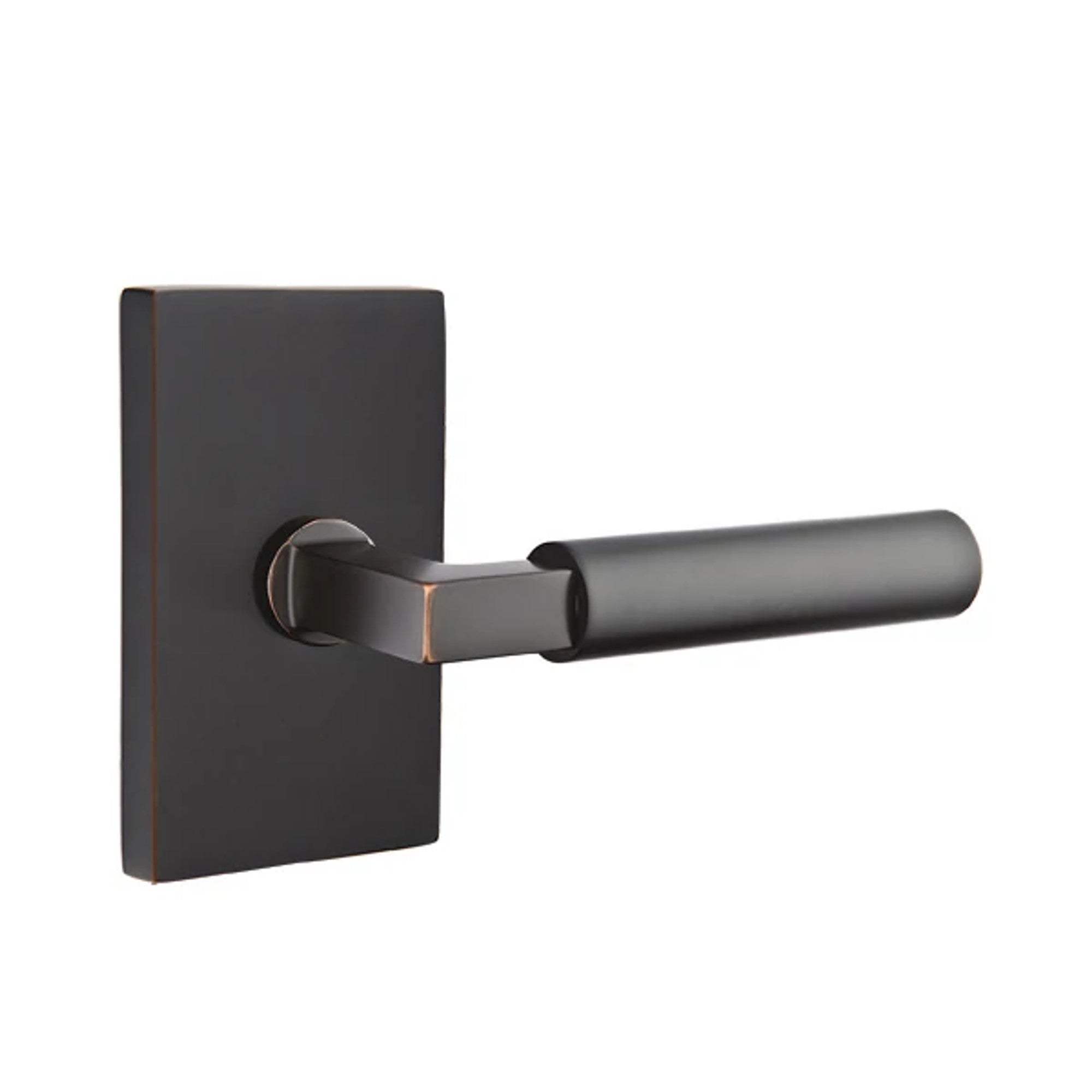 Emtek Hercules Lever with Modern Rectangular Rosette in Oil Rubbed Bronze