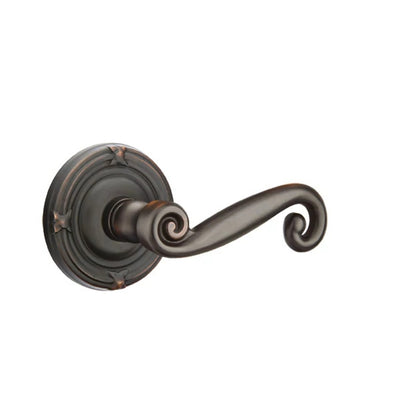 Emtek Rustic Lever with Ribbon & Reed Rosette in Oil Rubbed Bronze