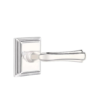 Emtek Wembley Lever with Wilshire Rosette in Polished Chrome