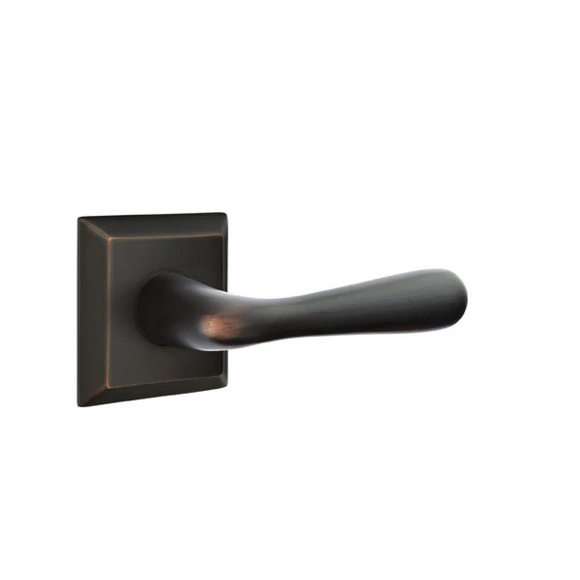 Emtek Basel Lever with Quincy Rosette in Unlacquered Brass