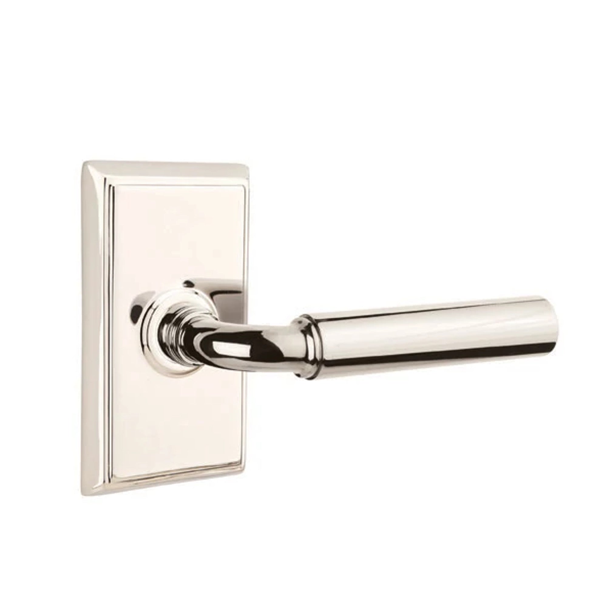 Emtek Manning Lever with Rectangular Rosette in Polished Nickel