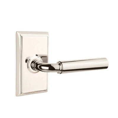 Emtek Manning Lever with Rectangular Rosette in Polished Nickel