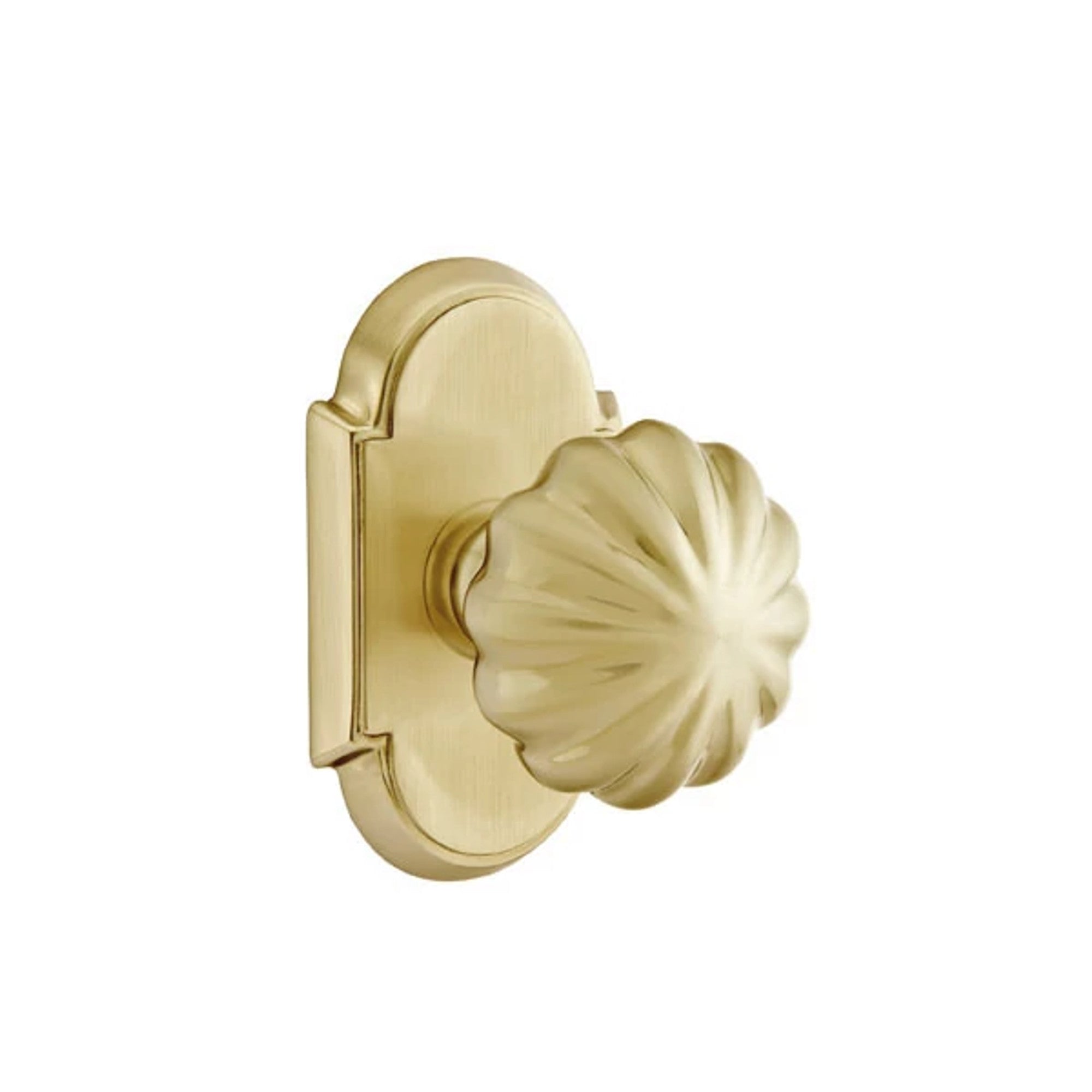 Emtek Melon Knob with #8 Rosette in Satin Brass