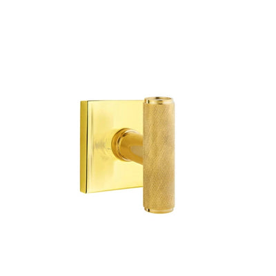 Emtek Ace Knurled Knob with Square Rosette in Unlacquered Brass