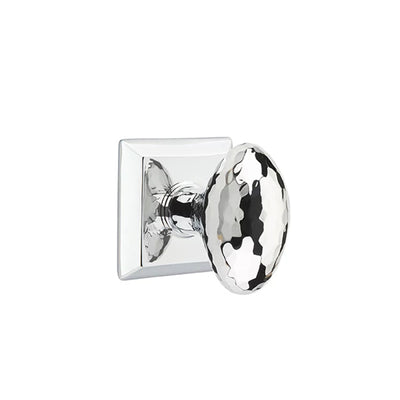 Emtek Hammered Egg Knob with Quincy Rosette in Polished Chrome