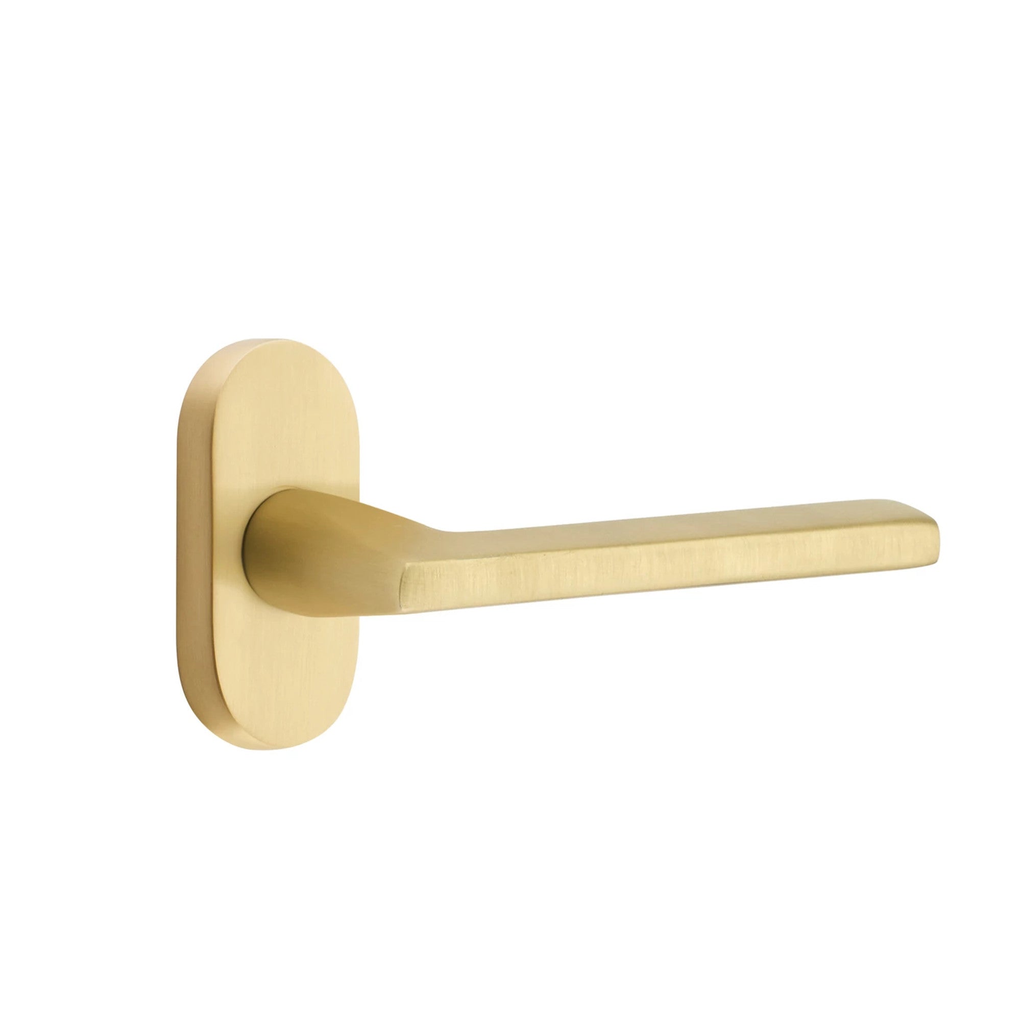Emtek Helios Lever with Oval Stretto 1-1/2" x 3" in Satin Brass