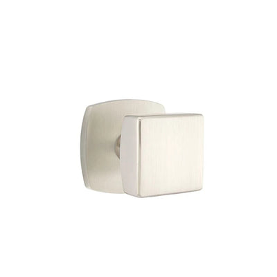Emtek Square Knob with Urban Modern Rosette in Satin Nickel