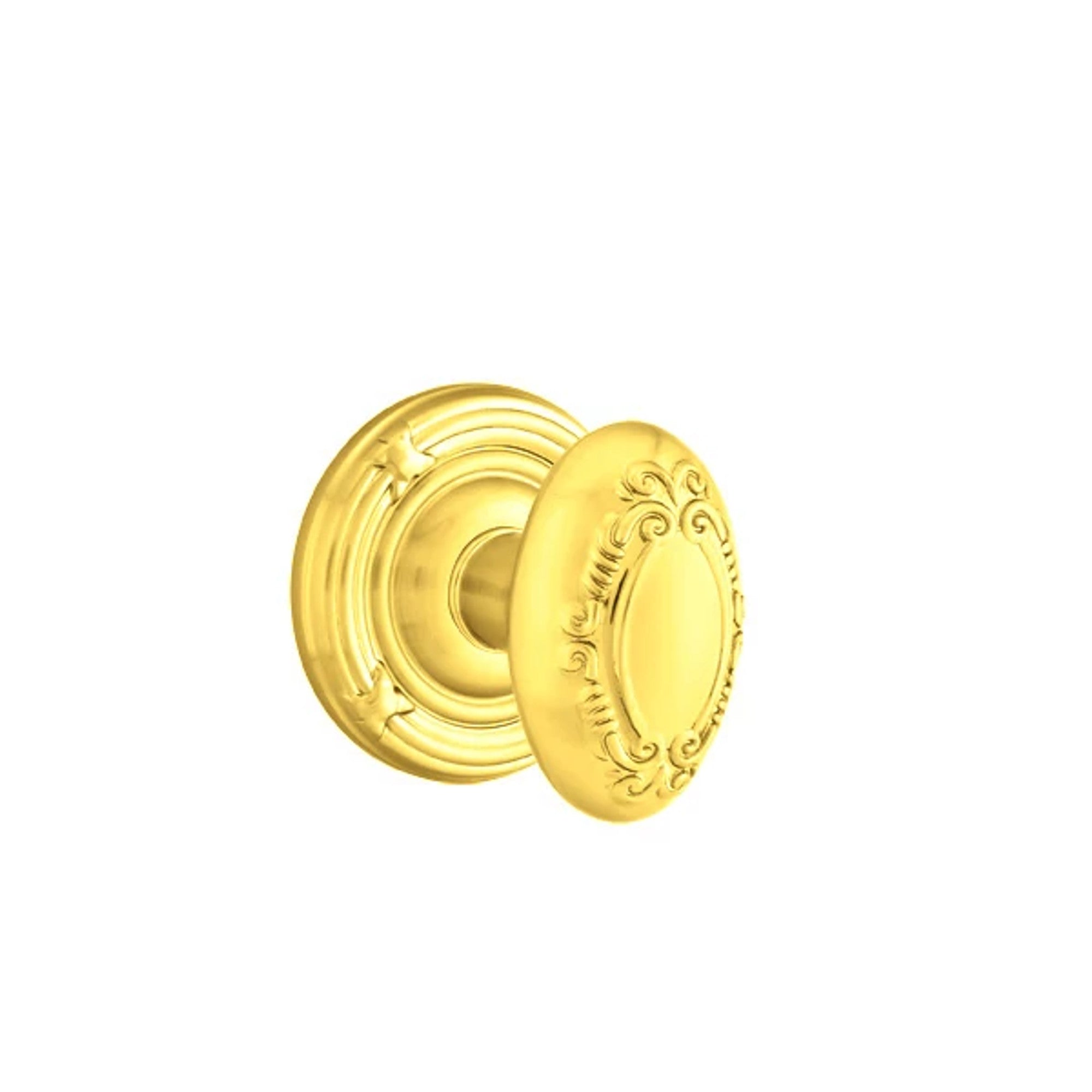 Emtek Victoria Knob with Ribbon & Reed Rosette in Polished Brass