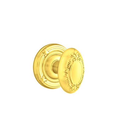 Emtek Victoria Knob with Ribbon & Reed Rosette in Polished Brass